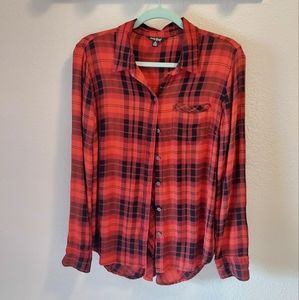 Lucky Brand plaid red and black shirt, size M